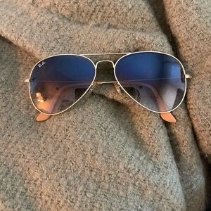 Ray-Ban Aviator Sunglasses with Blue and Silver